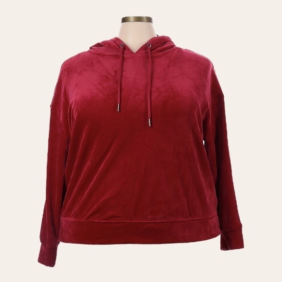 Sanctuary Red Velour Pullover Hoodie 3X NWOT Super Soft Plus Size Nordstrom - Picture 1 of 7